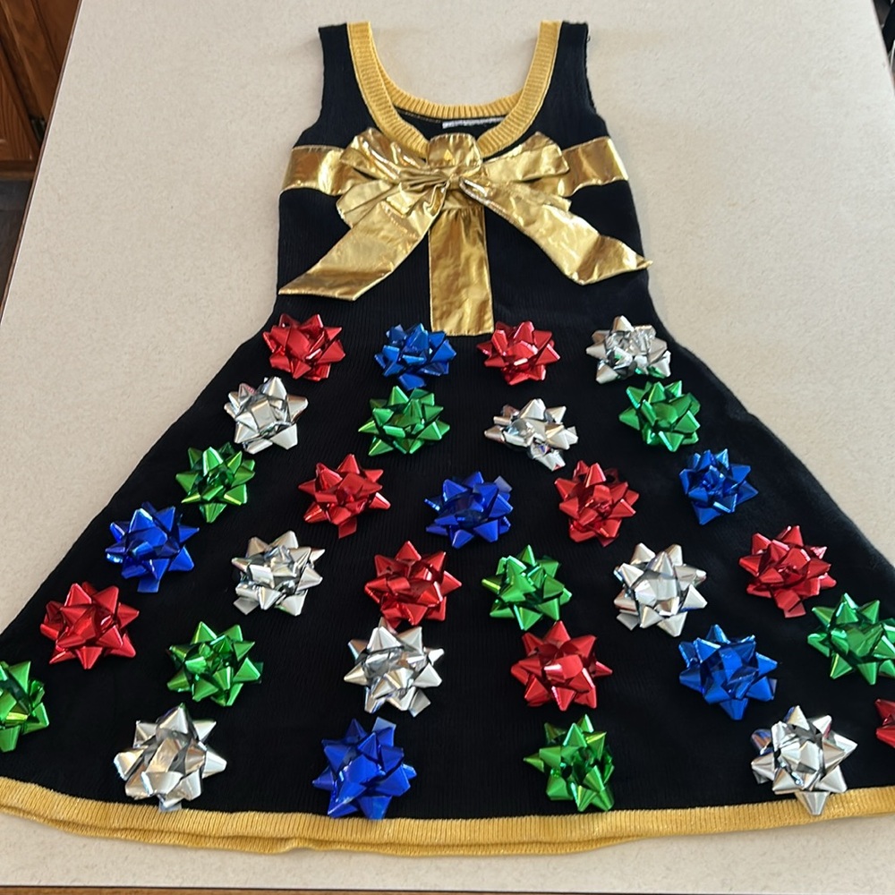 Planet Gold Bow-Embellished Sweater Dress Macy’s Holiday Christmas Birthday Girl